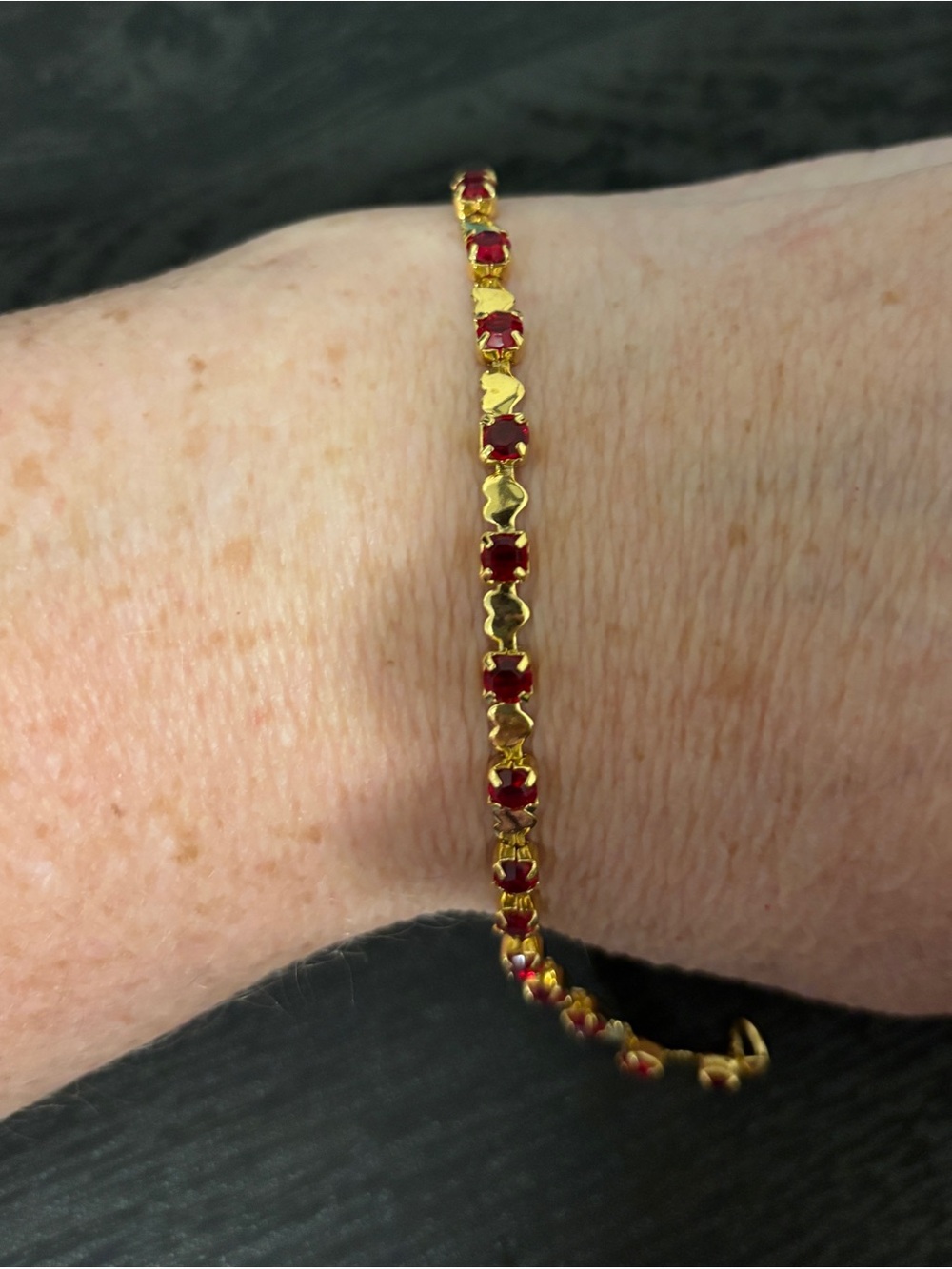 Avon Heart and Red Stone Bracelet